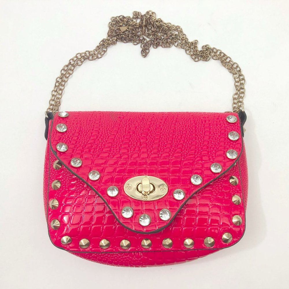 EUC Red Embossed Faux Leather Small Shoulder Crossbody Bag